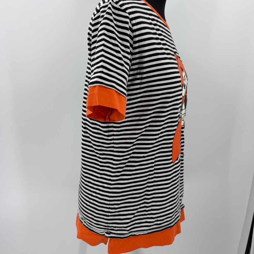 Oklahoma State Cowboys Pistol Pete Striped T-Shirt Women's Small Orange Black - Picture 5 of 10